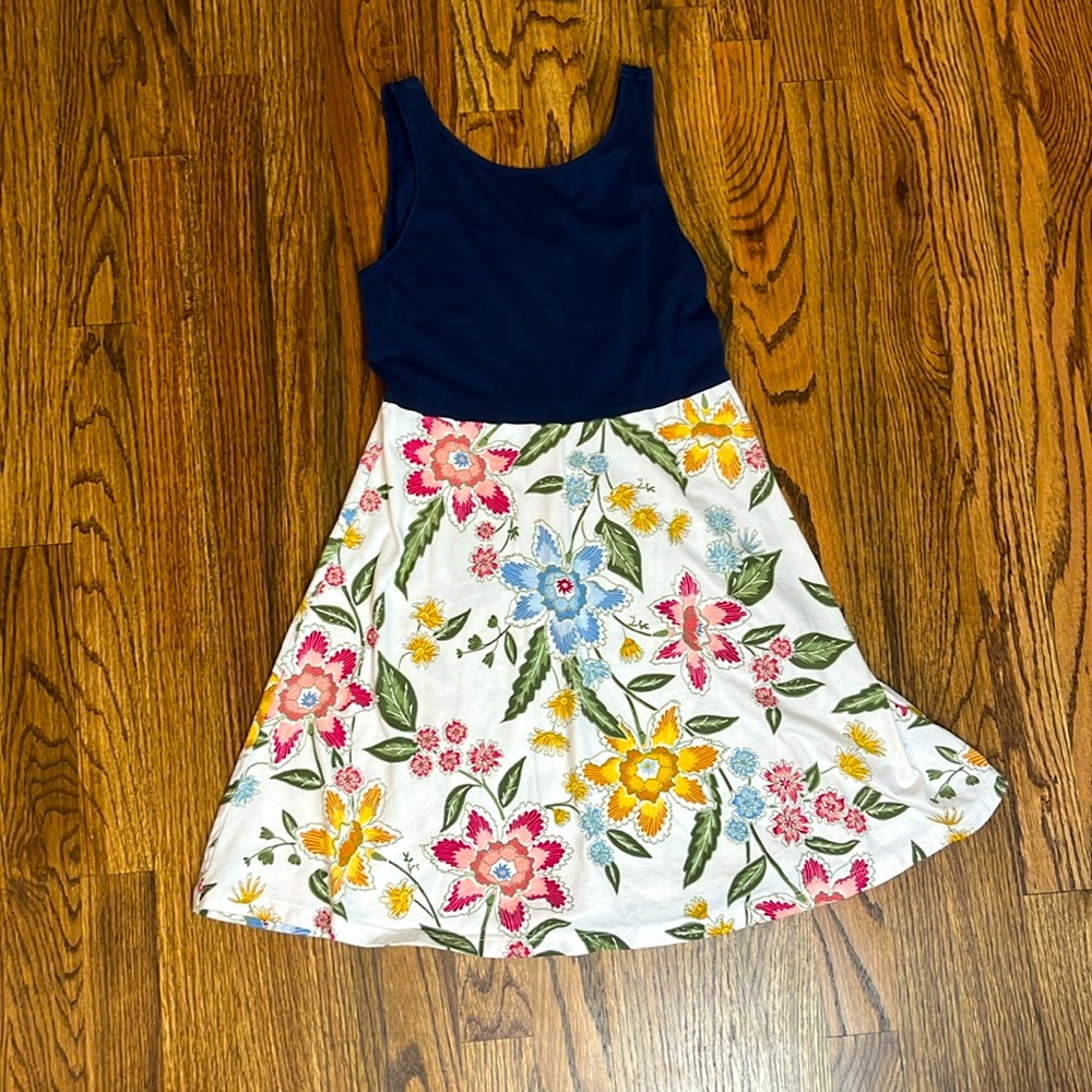 Navy blue and floral tank old navy youth dress